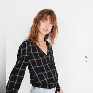 Madewell Wrap Top in Windowpane